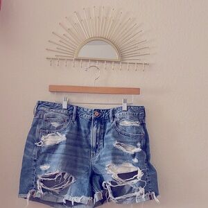 American Eagle Outfitters Blue Ripped Jean Shorts